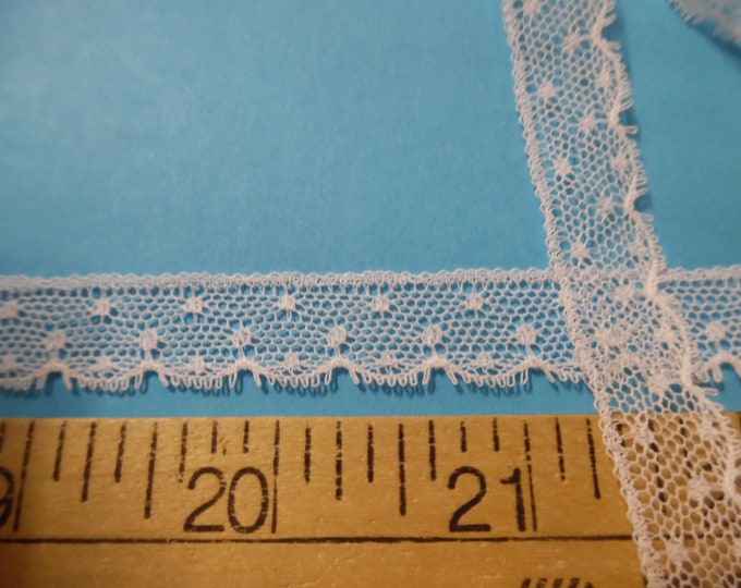 French Val Dotted Net Lace~White~Cotton~1/2" wide~Capital Imports~BY THE YARD~Doll lace~Heirloom Sewing