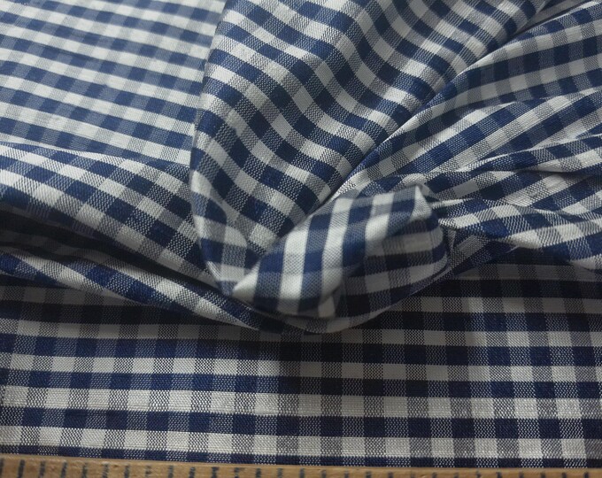 Silk Dupioni Taffeta~Small Check~Navy Blue & White~18"x22"~Doll Fabric