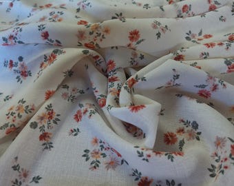 Maison Jumeau cotton/linen Challis~Small Floral Print~Soft~Sheer~19"x29"~Doll Fabric~LAST!