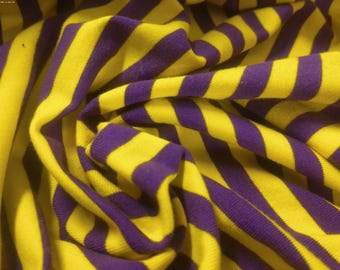 BASEMENT BARGAIN! Mardi Gras Stripes~Yellow/Purple~Cotton Jersey~19"x33"~Doll Fabric