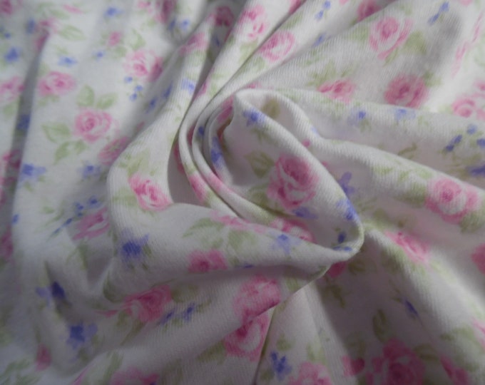 Small Floral Print Jersey~100% Cotton~Pink/Lavender/White~18"x32"~Doll Fabric