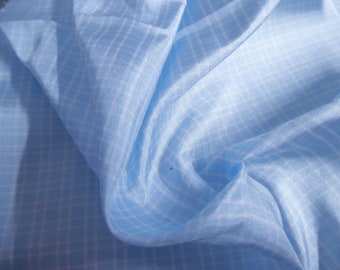 Light Blue and White Plaid Tissue Taffeta~9"x22"~Great 4 Miniatures~Small dolls~All dolls!
