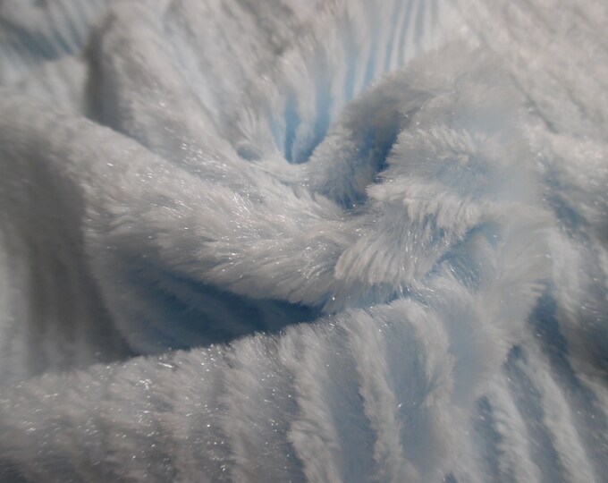 Soft Silky Minky Faux Fur~Light Blue Stripe~12"x30"~3/8"Pile~Coat & Hat Trim~Coats~Capes~Hats~Muffs