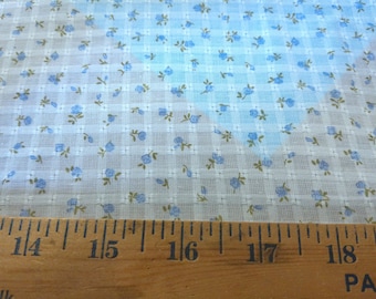 Imported Cotton Voile~Windowpane/Micro Blue Roses~Spain~12"x29"~Soft~Sheer~Silky~Great Doll Fabric