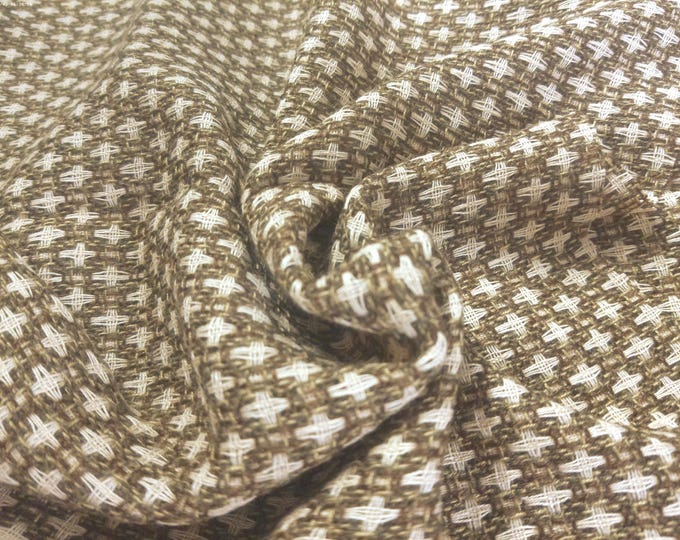BASEMENT BARGAIN! Wool Blend Suiting~Ogee Pattern~Brown/Cream~15"x59"~Doll Fabric