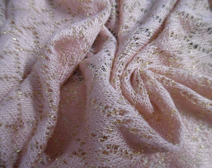 Soft Diamond Weave Sweater Knit~Dusty Pink & Metallic Gold~12"x37"~Great for Doll Tops/Sweaters