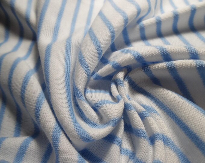 Cotton/Poly Knit Jersey~Carolina Blue Pinstripes on White~18"x32"