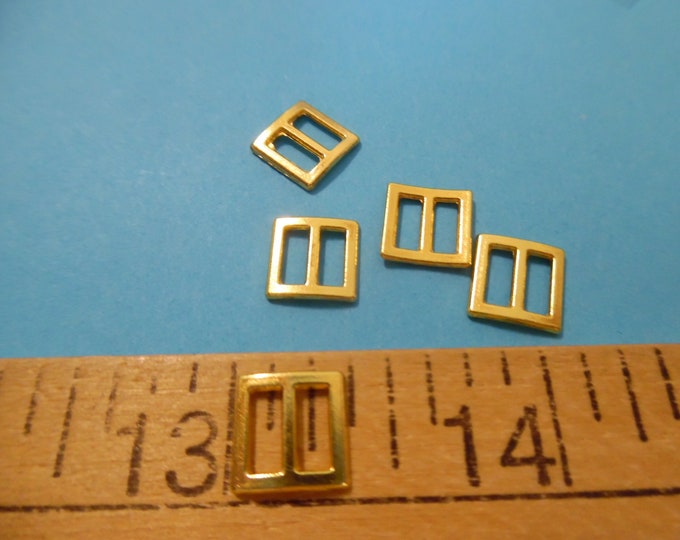 Bright Gold Square Metal Doll Buckles~5/16"x5/16"~Set 5~Modern, Antique, & Vintage Dolls