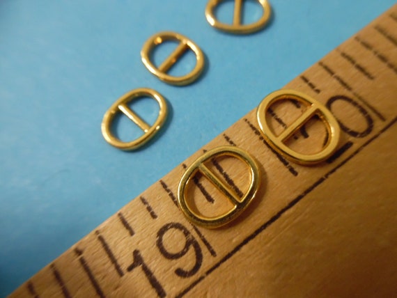 Oval Metal Doll Buckles~Bright Gold~3/8"x7/16"~Set of 5