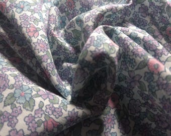 CLEARANCE~Allover Floral Print~Lavender/Pink/Blue~Cotton Lawn~18"x45"~Doll Fabric