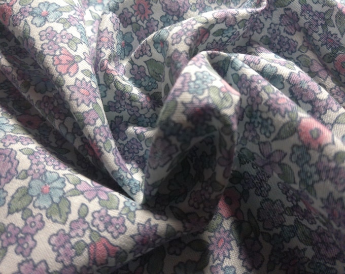 CLEARANCE~Allover Floral Print~Lavender/Pink/Blue~Cotton Lawn~18"x45"~Doll Fabric