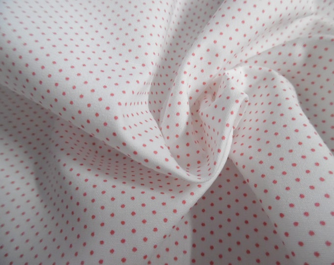 Sevenberry Cotton Poplin~Micro Pindot Print~Dark Pink on White~12"x45"~Doll Fabric