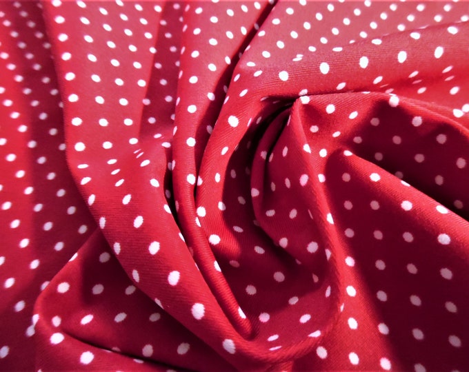 LAST! 4 Way Stretch Jersey~Tiny White Dots on Red~11"x30"~Doll Tops, Leotards, Leggings, ect!