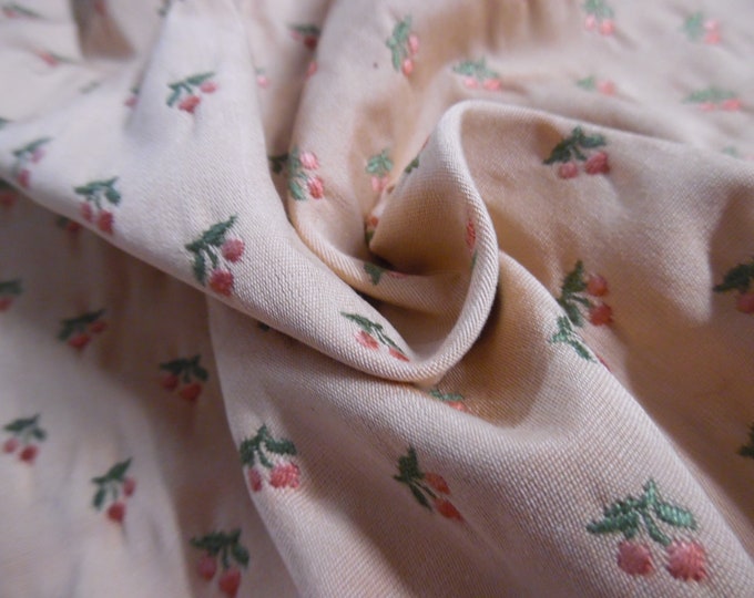 100% Cotton brocade~Embroidered micro print~Berry/Green/Peach~12"x28"~Doll Acc's~Trunk Liner~Doll Furniture Upholstry Fabric