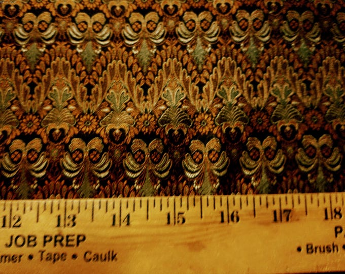 100%Silk Jacquard Brocade~India~Copper/Black/Pearl~9"x22"~Doll Fabric~Miniatures