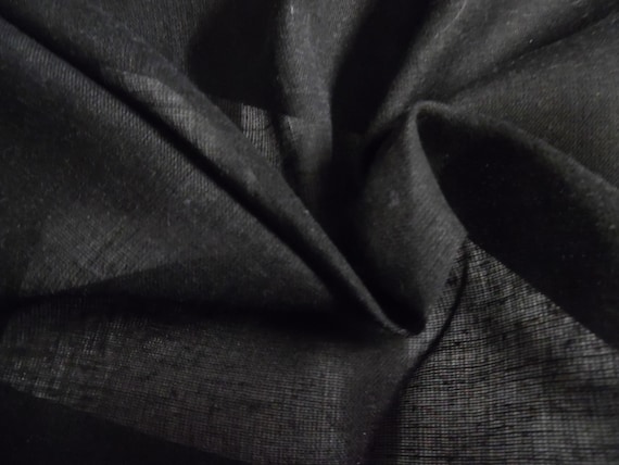 Cotton/Wool Voile~Black~12"x44"~Lt.Weight~Semi Sheer