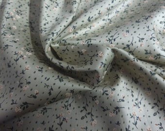 Cotton Sateen-Tiny Pink Floral on Light Sage Green Background~12"x29"