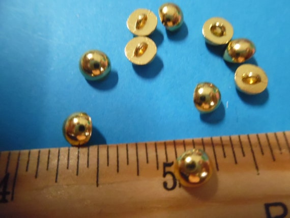 Metal shank doll buttons~Smooth Dome~6MM~Gold~Set of Ten~Modern, Antique & Vintage Dolls