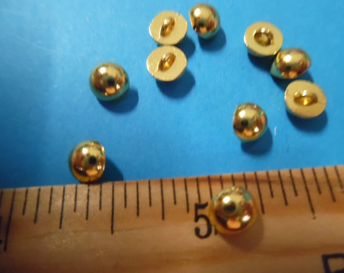 Metal shank doll buttons~Smooth Dome~6MM~Gold~Set of Ten~Modern, Antique & Vintage Dolls