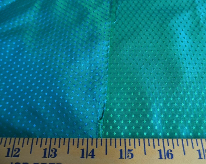 Silk Jacquard~Micro Diamond Design~Teal/Green~Reversible~9"x27"~Doll Fabric~Miniatures