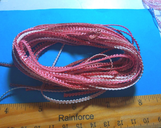 Tiny Braid Bundle~Micro Picot/Knobbly~1/8"~Shades of Pink~100% Rayon~5 Types~10 Yards~Doll Dress and Hat Trim!