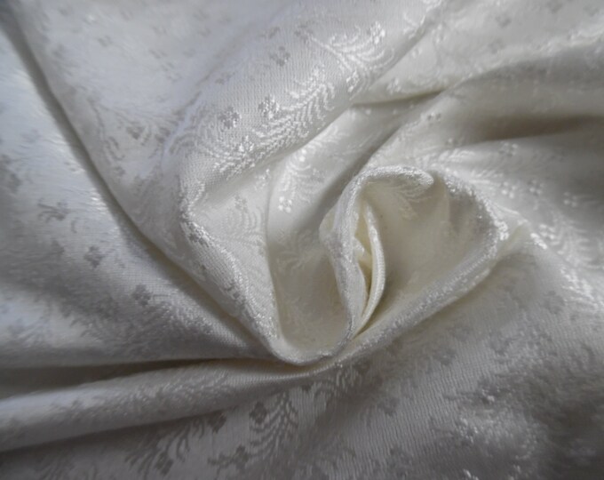 LAST! Silk Blend Jacquard Brocade~Micro Floral~White~15"x22"~Doll Fabric~Miniatures