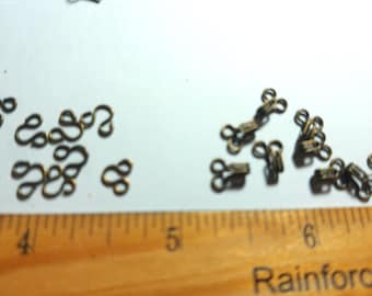 Small Hooks & Eyes for Doll Clothing~Antique Bronze~Size 00~10 Sets
