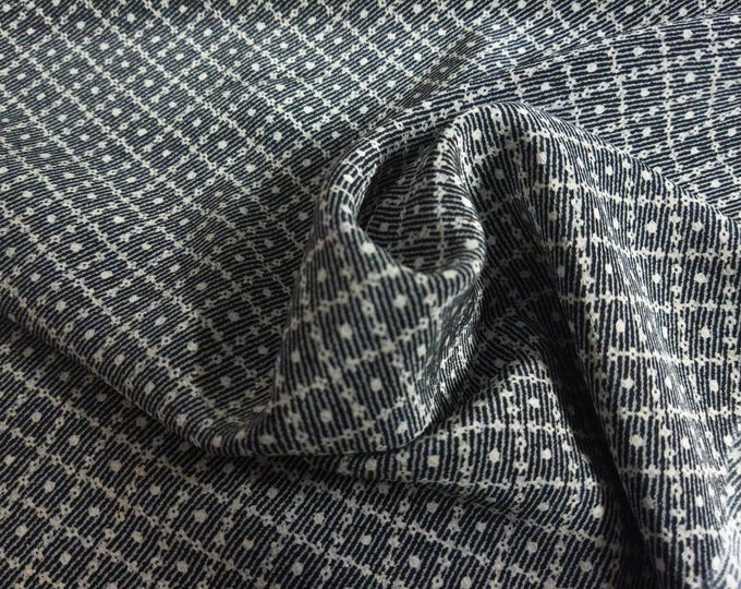 Designer Dress Silk~Small Grid with Dots~Black/White~Tissue Weight~12"x28"