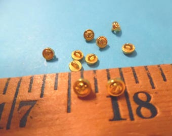 Anchor Design Metal Shank Buttons~4MM~Gold~Set of TEN~Modern, Antique & Vintage Dolls