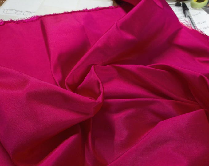 High End 100% Silk Dupioni~Bright Pink~9"x27"~Doll Fabric