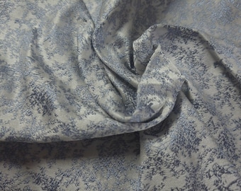 100% Silk Brocade~Miniature Scale Toile Print~Blue/Pearl~19"x20"~Japan