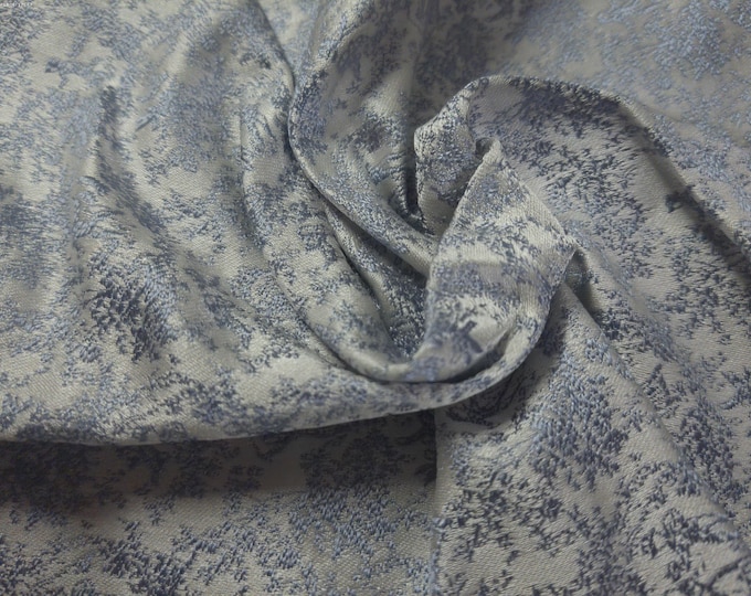 100% Silk Brocade~Miniature Scale Toile Print~Blue/Pearl~19"x20"~Japan