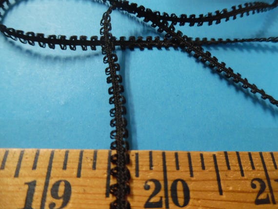 Cotton Feather Braid~3/16" wide~Jet Black~3 Yards~Miniatures~Doll Dress and Hat Trim!