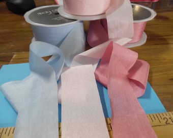 Wide Faux Silk Ribbon Assortment~1.5"wide~Three colors~Total of 4.5 Yards~Modern, and Vintage Dolls