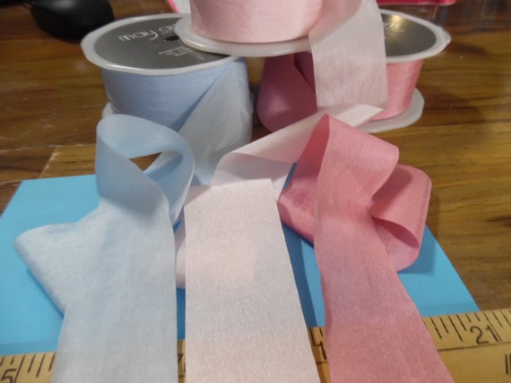 Wide Faux Silk Ribbon Assortment~1.5"wide~Three colors~Total of 4.5 Yards~Modern, and Vintage Dolls