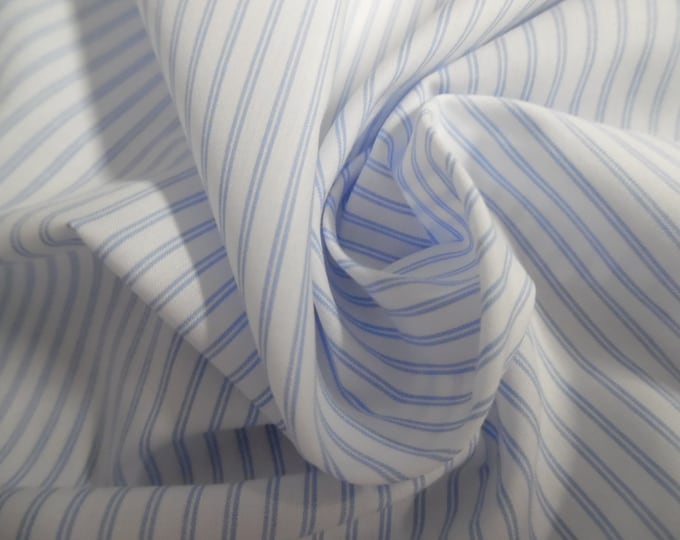 Micro Pinstripe Cotton Lawn~Blue & White~18"x29"~Silky Hand