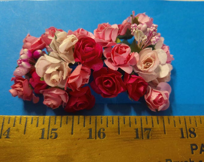 New Combo! Mulberry Paper Roses and Stamen Assortment~Shades of Pink~26 Pieces~Great For Doll Hats!