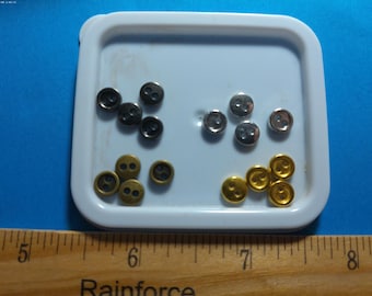 Stash Builder! Miniature Metal Doll Buttons~Sew 2 Holes~6MM~4 Colors~16 Buttons