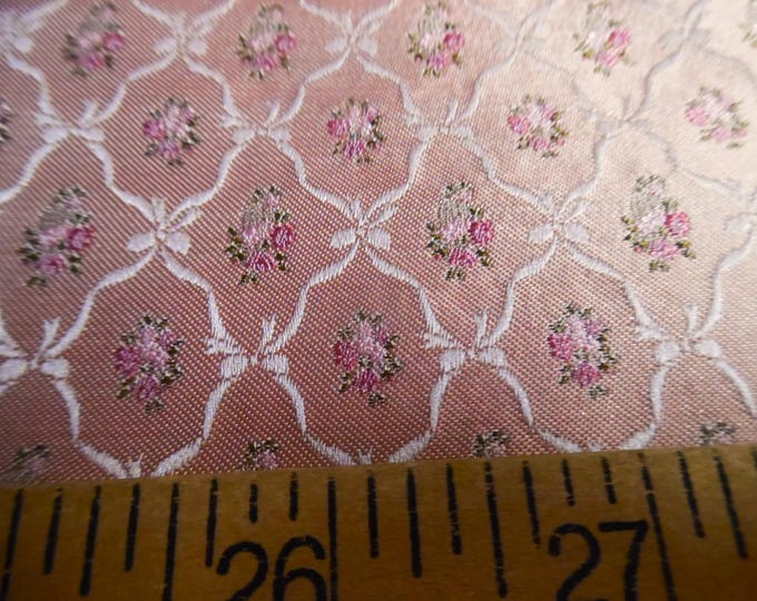 100% Silk Brocade~Miniature Scale~Micro Floral Medallians~Vintage Pinks~19"x20"~Japan~KS136
