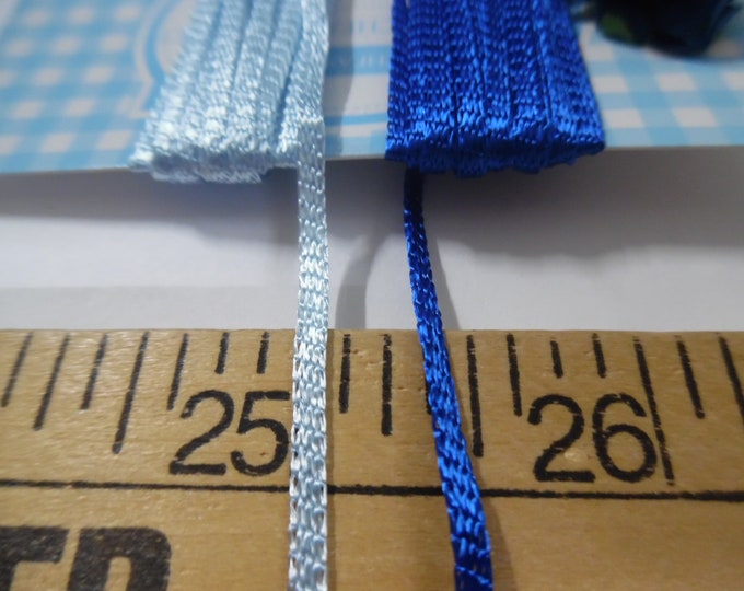 Flat Braid~1/8"~Shades of Blue~100% Rayon~2 Colors~6 Yards~Doll Dress and Hat Trim!