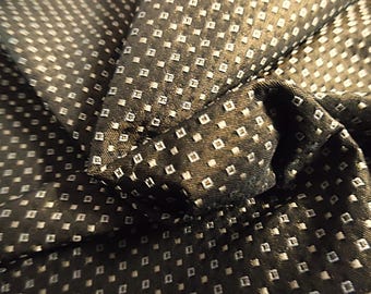 LAST! Silk Jacquard Brocade~Micro Print on Dark Brown~9"x29"~Miniatures