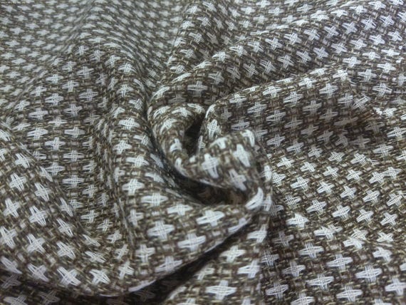 BASEMENT BARGAIN! Wool Blend Suiting~Ogee Pattern~Brown/Cream~14"x59"~Doll Fabric