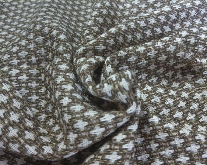 BASEMENT BARGAIN! Wool Blend Suiting~Ogee Pattern~Brown/Cream~14"x59"~Doll Fabric