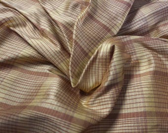 High End Silk Taffeta~Reproduction Huret Plaid~Caramel/Gold~9"x27"~Doll Fabric
