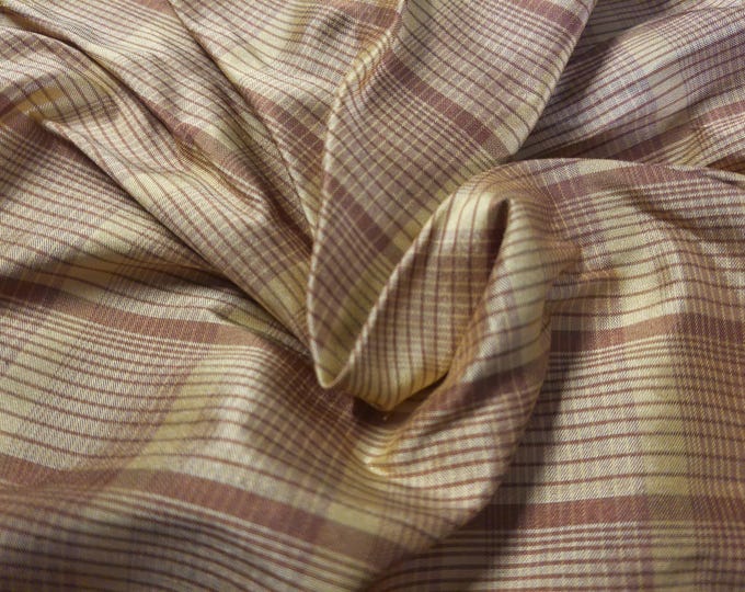 High End Silk Taffeta~Reproduction Huret Plaid~Caramel/Gold~9"x27"~Doll Fabric