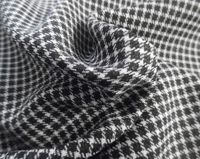 100% Wool~Micro Plaid~Black & White~12"x30"~Light Weight~Doll Fabric