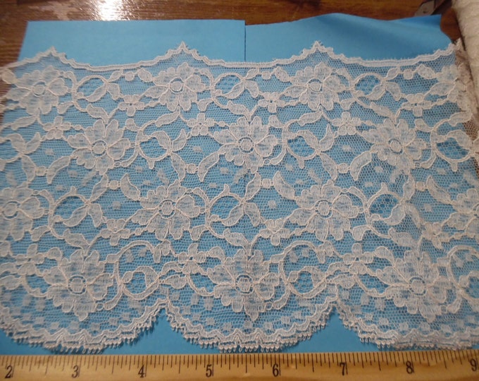 100% Nylon Scalloped Lace~White~6"Wide~BY THE YARD~Doll Dress Overlay