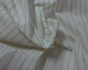 BASEMENT BARGAIN! 100% Cotton Poplin Remnant~Blue Pinstripe on Ivory~18.5"x44"~No Selvages