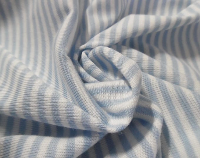 Cotton/Poly Knit Jersey~Tiny Stripes~White/Baby Blue~18"x32"