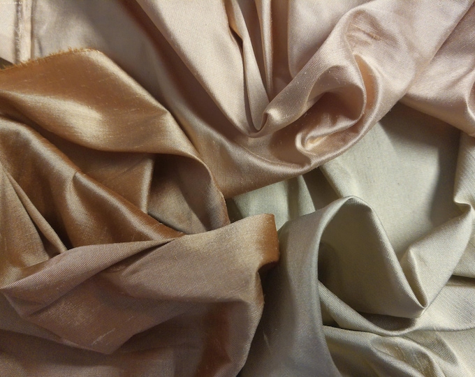 STASH BUILDER~Silk Dupioni in Three Shades Gold~1/3 YD Total